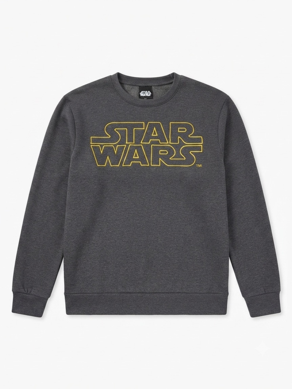 Star Wars Men's Crewneck Sweatshirt - Charcoal Gray with Yellow Logo